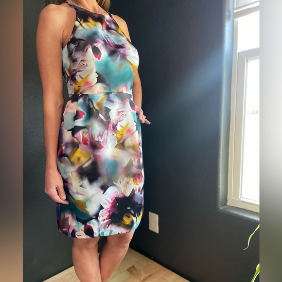 MONIQUE LHUILLIER DRESS FLORAL SZ 2 - Picture 6 of 13